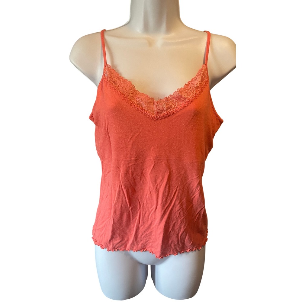Ralsey‎ Women Y2K Coquette Lace Trim Lettuce Edge Camisole M Balletcore Boho